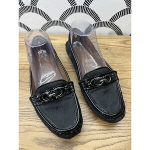 Coach Fortunata‎ signature canvas/patent leather flats black 8B